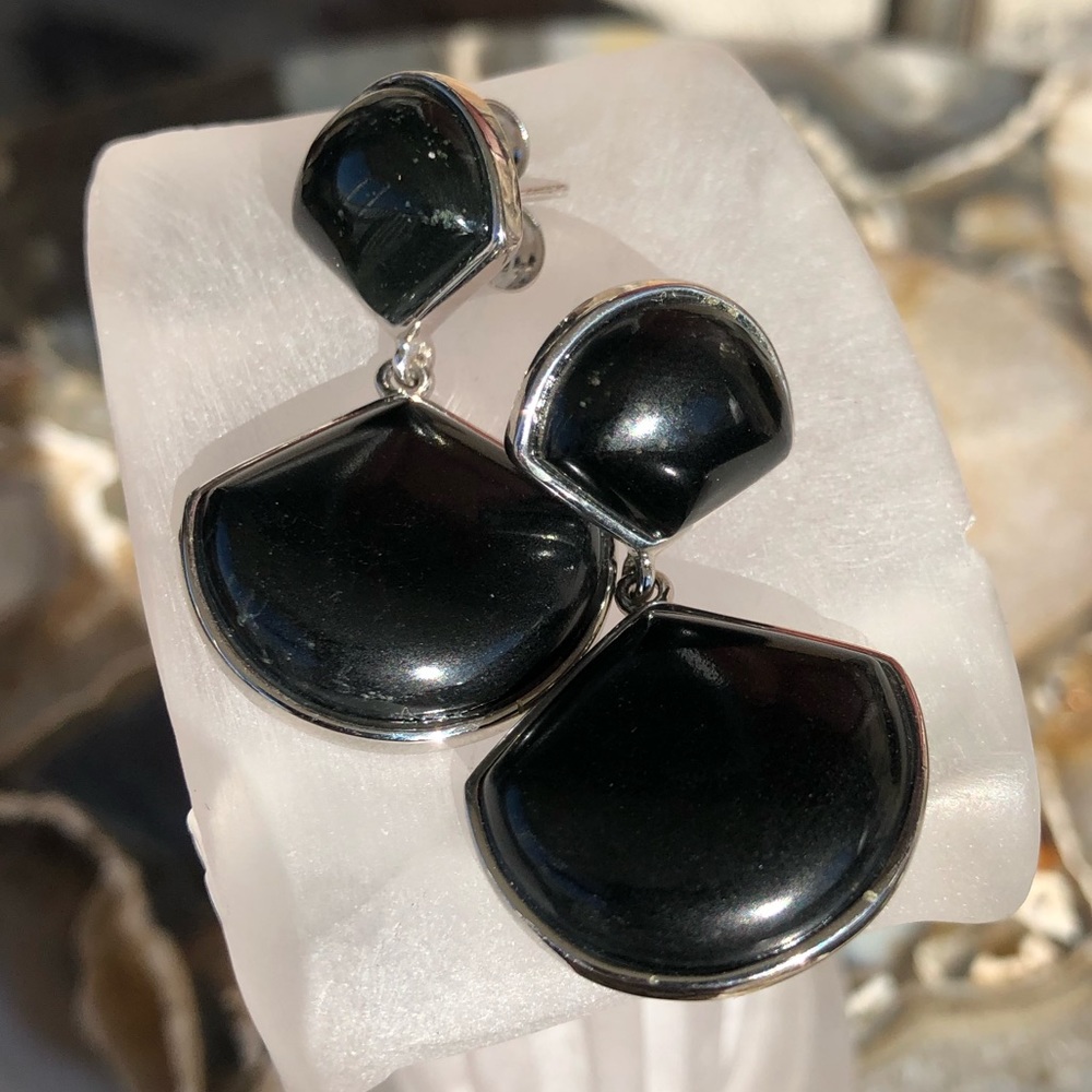 Gem Insider® 1.5" Colorado Black Moon Fan Earrings
